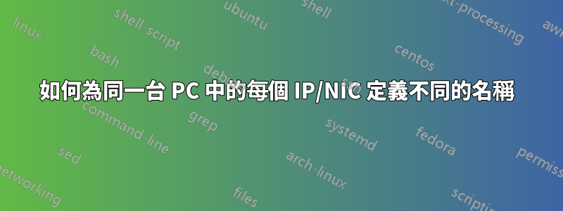 如何為同一台 PC 中的每個 IP/NIC 定義不同的名稱 