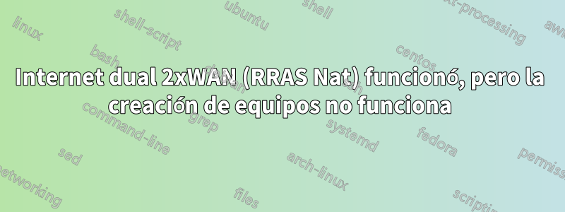 Internet dual 2xWAN (RRAS Nat) funcionó, pero la creación de equipos no funciona