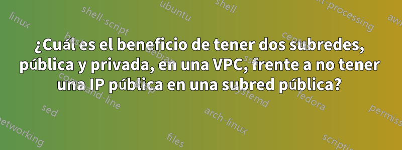 ¿Cuál es el beneficio de tener dos subredes, pública y privada, en una VPC, frente a no tener una IP pública en una subred pública?