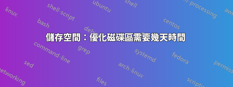 儲存空間：優化磁碟區需要幾天時間
