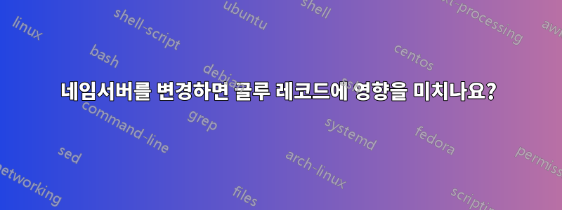 네임서버를 변경하면 글루 레코드에 영향을 미치나요?