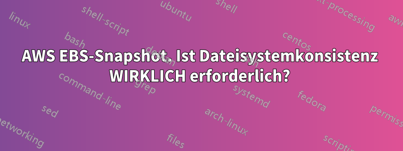 AWS EBS-Snapshot. Ist Dateisystemkonsistenz WIRKLICH erforderlich?