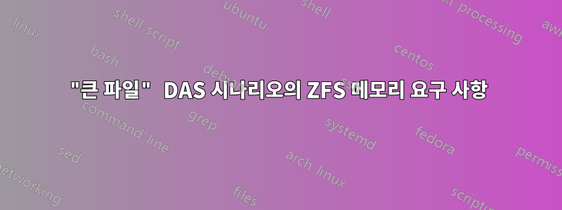 "큰 파일" DAS 시나리오의 ZFS 메모리 요구 사항