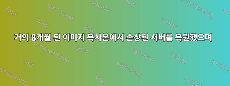 거의 8개월 된 이미지 복사본에서 손상된 서버를 복원했으며 