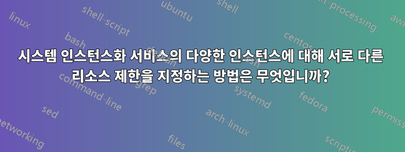 시스템 인스턴스화 서비스의 다양한 인스턴스에 대해 서로 다른 리소스 제한을 지정하는 방법은 무엇입니까?