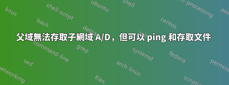 父域無法存取子網域 A/D，但可以 ping 和存取文件