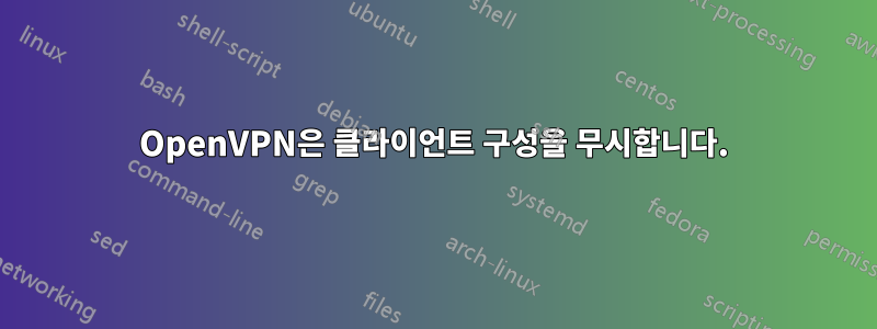 OpenVPN은 클라이언트 구성을 무시합니다.