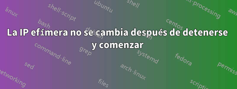 La IP efímera no se cambia después de detenerse y comenzar