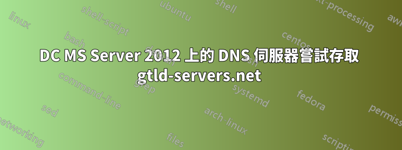 DC MS Server 2012 上的 DNS 伺服器嘗試存取 gtld-servers.net