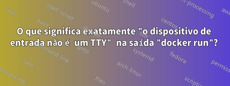 O que significa exatamente "o dispositivo de entrada não é um TTY" na saída "docker run"?