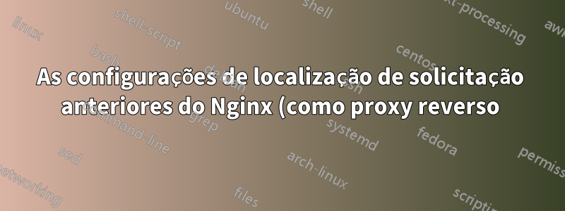 As configurações de localização de solicitação anteriores do Nginx (como proxy reverso) estão superando outra configuração de localização de solicitação