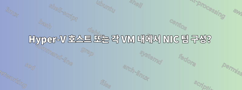 Hyper-V 호스트 또는 각 VM 내에서 NIC 팀 구성?