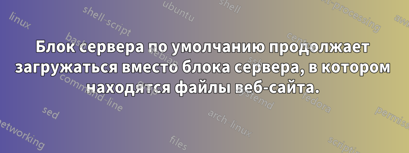 Блок сервера по умолчанию продолжает загружаться вместо блока сервера, в котором находятся файлы веб-сайта.