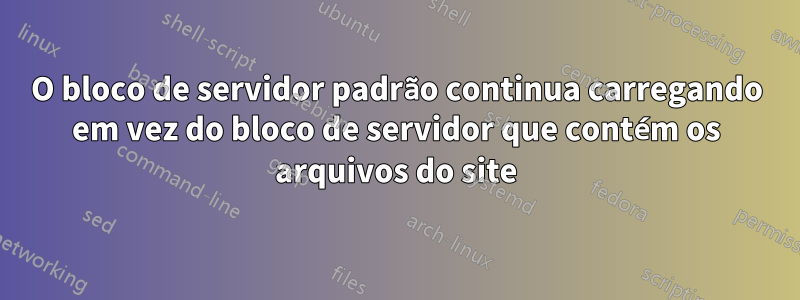 O bloco de servidor padrão continua carregando em vez do bloco de servidor que contém os arquivos do site