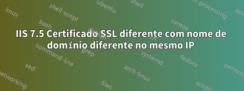 IIS 7.5 Certificado SSL diferente com nome de domínio diferente no mesmo IP