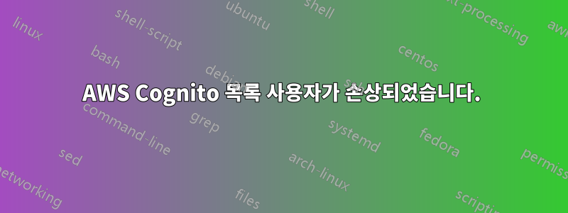 AWS Cognito 목록 사용자가 손상되었습니다.