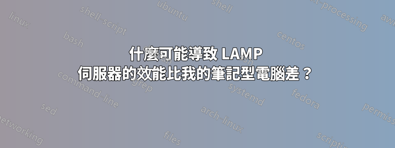 什麼可能導致 LAMP 伺服器的效能比我的筆記型電腦差？