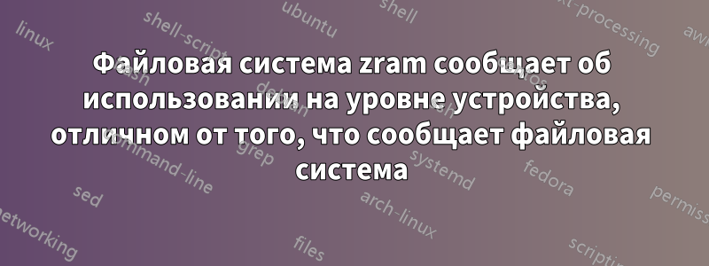 Файловая система zram сообщает об использовании на уровне устройства, отличном от того, что сообщает файловая система