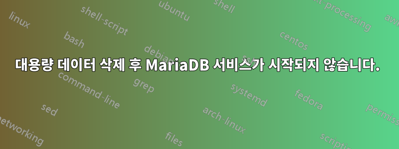 대용량 데이터 삭제 후 MariaDB 서비스가 시작되지 않습니다.