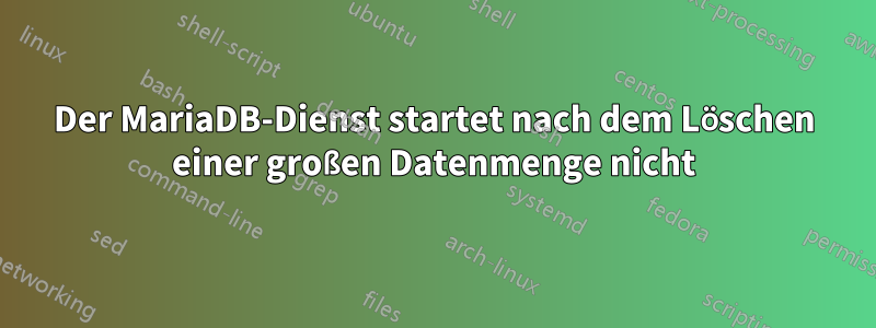 Der MariaDB-Dienst startet nach dem Löschen einer großen Datenmenge nicht