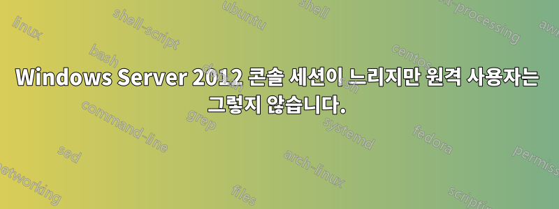 Windows Server 2012 콘솔 세션이 느리지만 원격 사용자는 그렇지 않습니다.