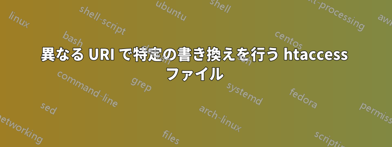 異なる URI で特定の書き換えを行う htaccess ファイル