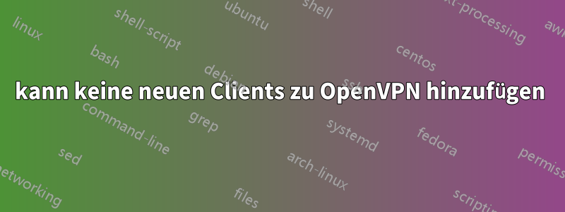 kann keine neuen Clients zu OpenVPN hinzufügen