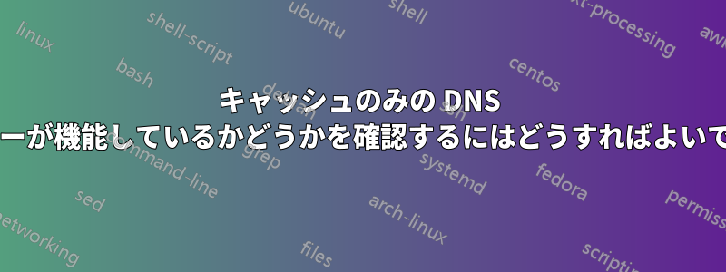 キャッシュのみの DNS サーバーが機能しているかどうかを確認するにはどうすればよいですか?