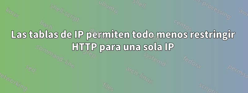 Las tablas de IP permiten todo menos restringir HTTP para una sola IP