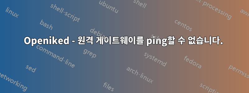 Openiked - 원격 게이트웨이를 ping할 수 없습니다.