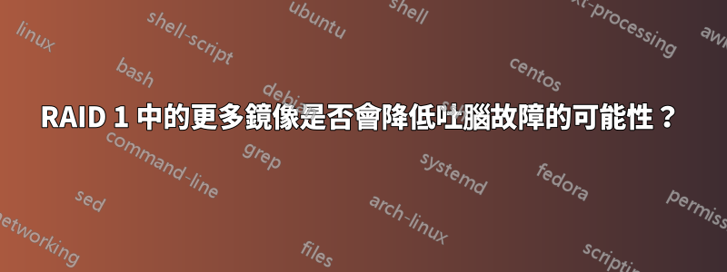 RAID 1 中的更多鏡像是否會降低吐腦故障的可能性？