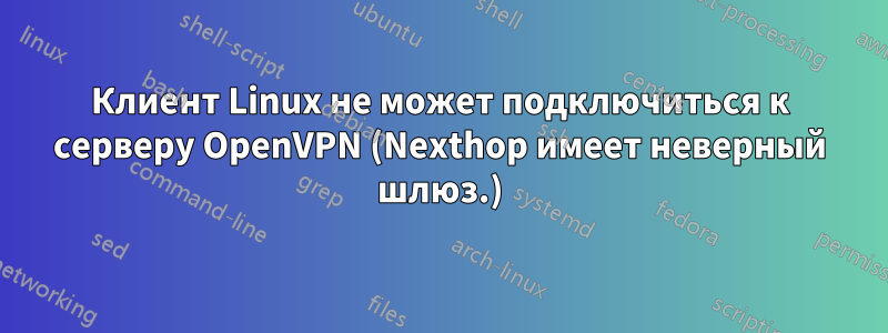 Клиент Linux не может подключиться к серверу OpenVPN (Nexthop имеет неверный шлюз.)