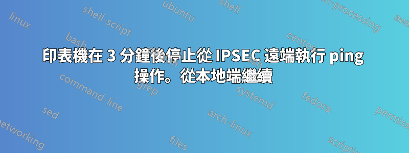 印表機在 3 分鐘後停止從 IPSEC 遠端執行 ping 操作。從本地端繼續