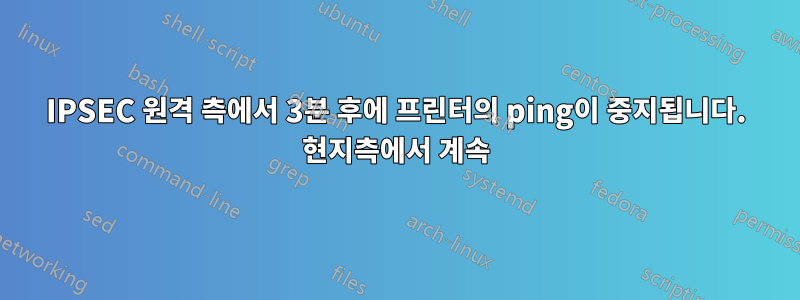 IPSEC 원격 측에서 3분 후에 프린터의 ping이 중지됩니다. 현지측에서 계속