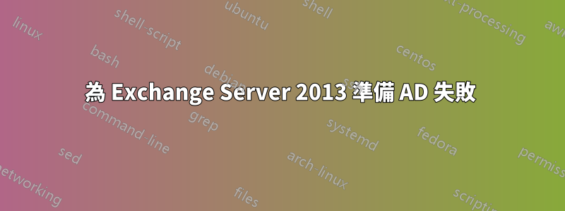 為 Exchange Server 2013 準備 AD 失敗