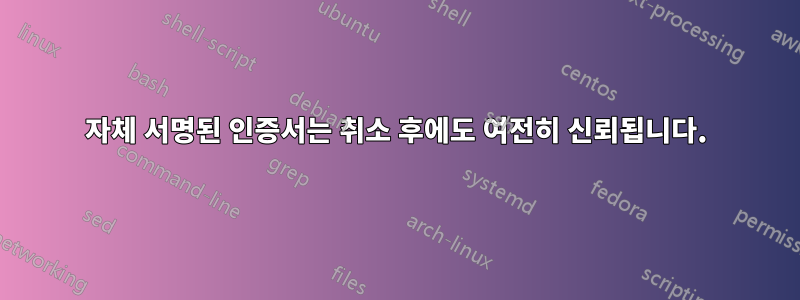 자체 서명된 인증서는 취소 후에도 여전히 신뢰됩니다.