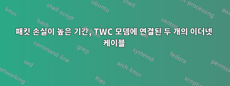 패킷 손실이 높은 기간, TWC 모뎀에 연결된 두 개의 이더넷 케이블