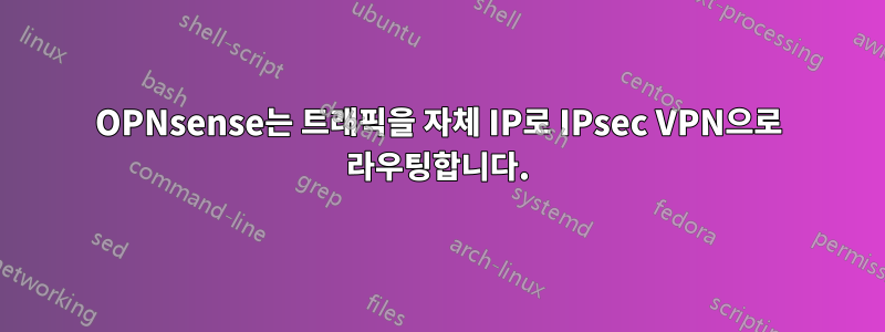 OPNsense는 트래픽을 자체 IP로 IPsec VPN으로 라우팅합니다.