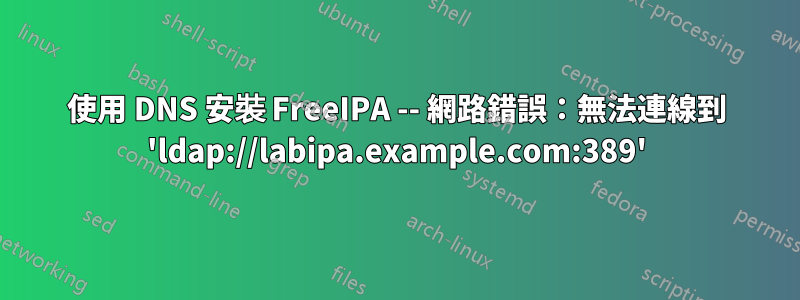 使用 DNS 安裝 FreeIPA -- 網路錯誤：無法連線到 'ldap://labipa.example.com:389'