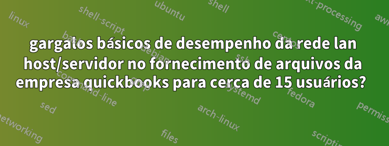 gargalos básicos de desempenho da rede lan host/servidor no fornecimento de arquivos da empresa quickbooks para cerca de 15 usuários? 