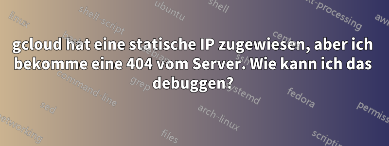gcloud hat eine statische IP zugewiesen, aber ich bekomme eine 404 vom Server. Wie kann ich das debuggen?