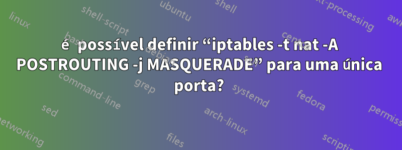 é possível definir “iptables -t nat -A POSTROUTING -j MASQUERADE” para uma única porta?