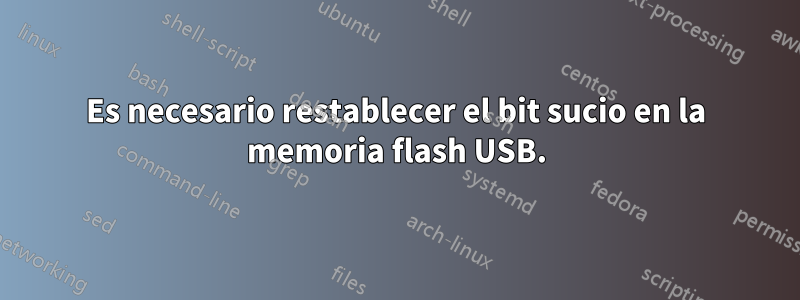 Es necesario restablecer el bit sucio en la memoria flash USB.