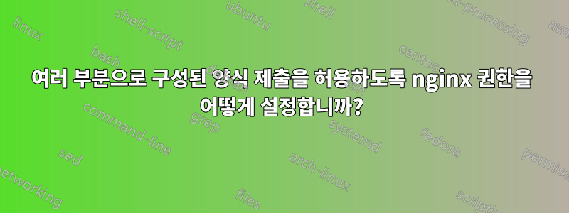 여러 부분으로 구성된 양식 제출을 허용하도록 nginx 권한을 어떻게 설정합니까?
