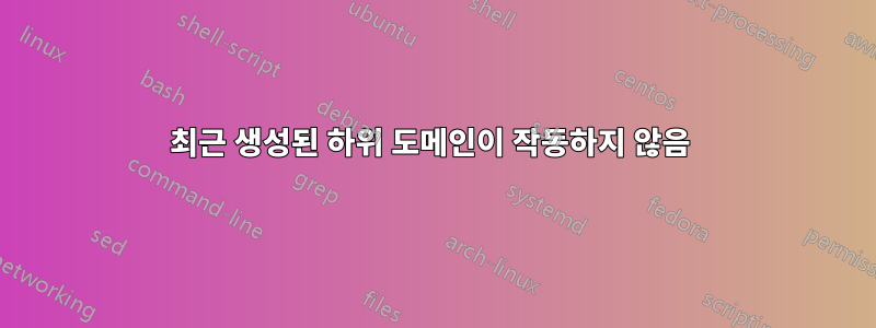 최근 생성된 하위 도메인이 작동하지 않음 