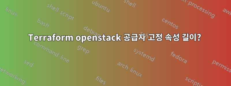 Terraform openstack 공급자 고정 속성 길이?