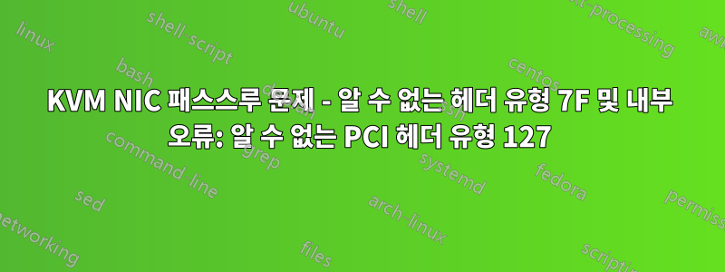 KVM NIC 패스스루 문제 - 알 수 없는 헤더 유형 7F 및 내부 오류: 알 수 없는 PCI 헤더 유형 127