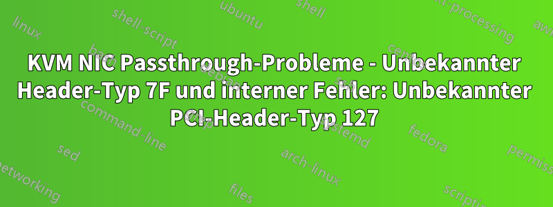 KVM NIC Passthrough-Probleme - Unbekannter Header-Typ 7F und interner Fehler: Unbekannter PCI-Header-Typ 127
