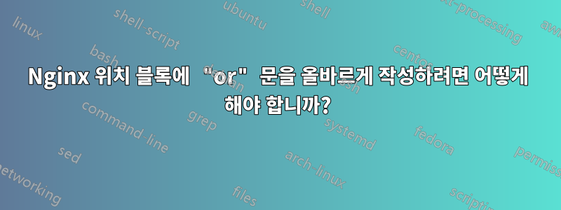 Nginx 위치 블록에 "or" 문을 올바르게 작성하려면 어떻게 해야 합니까?