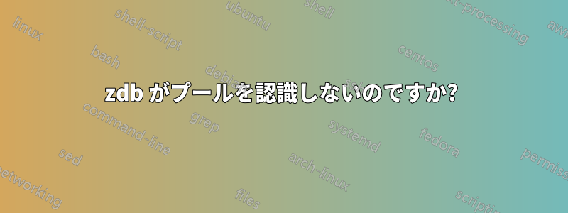 zdb がプールを認識しないのですか?